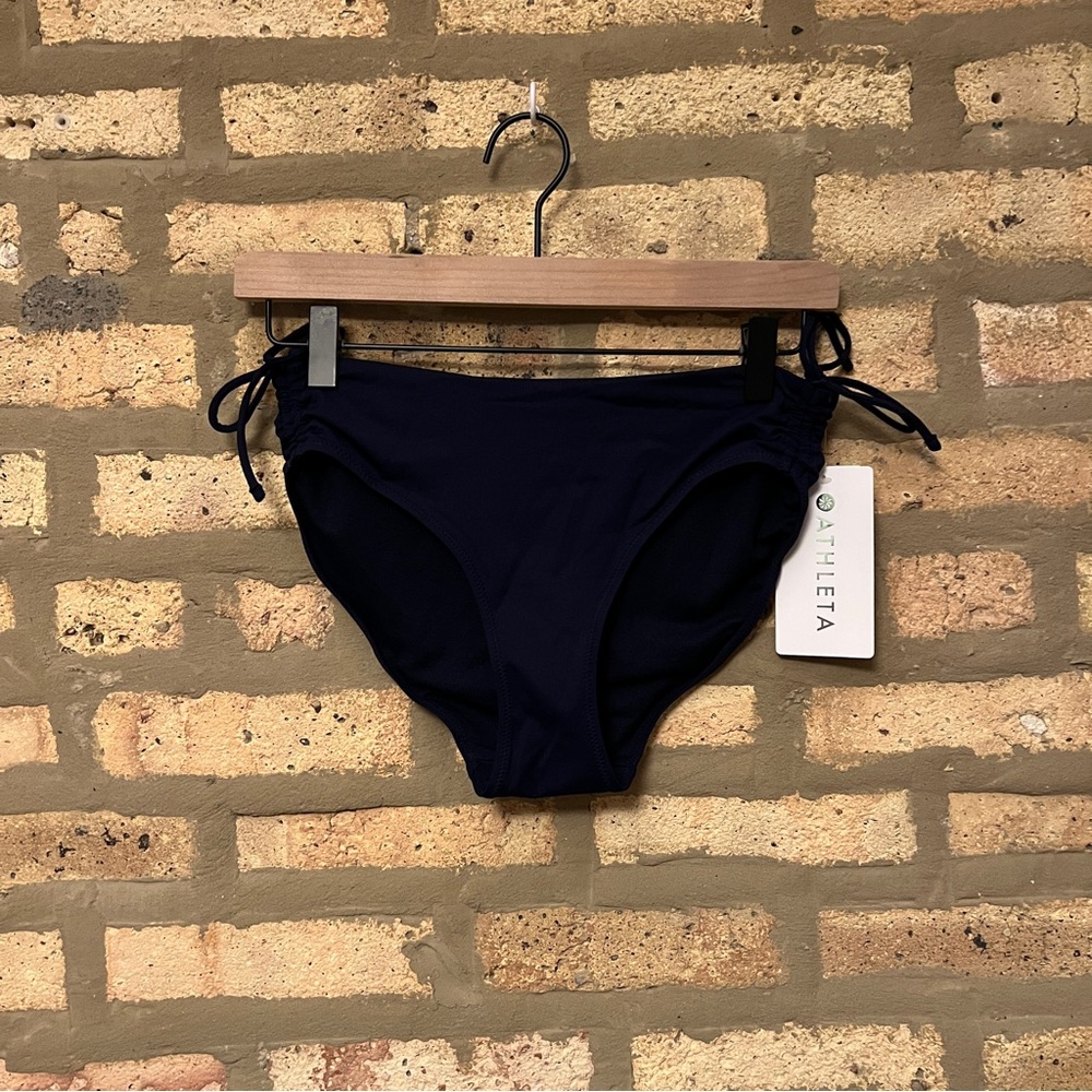 Athleta Small Navy Bikini Bottom with Side Ties NWT